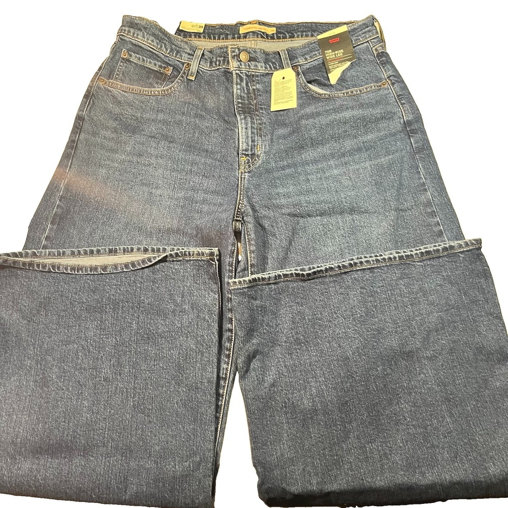 Levi's Premium 728 High Rise Wide Leg Jeans Women's 34x32 Dark Wash Western NWT